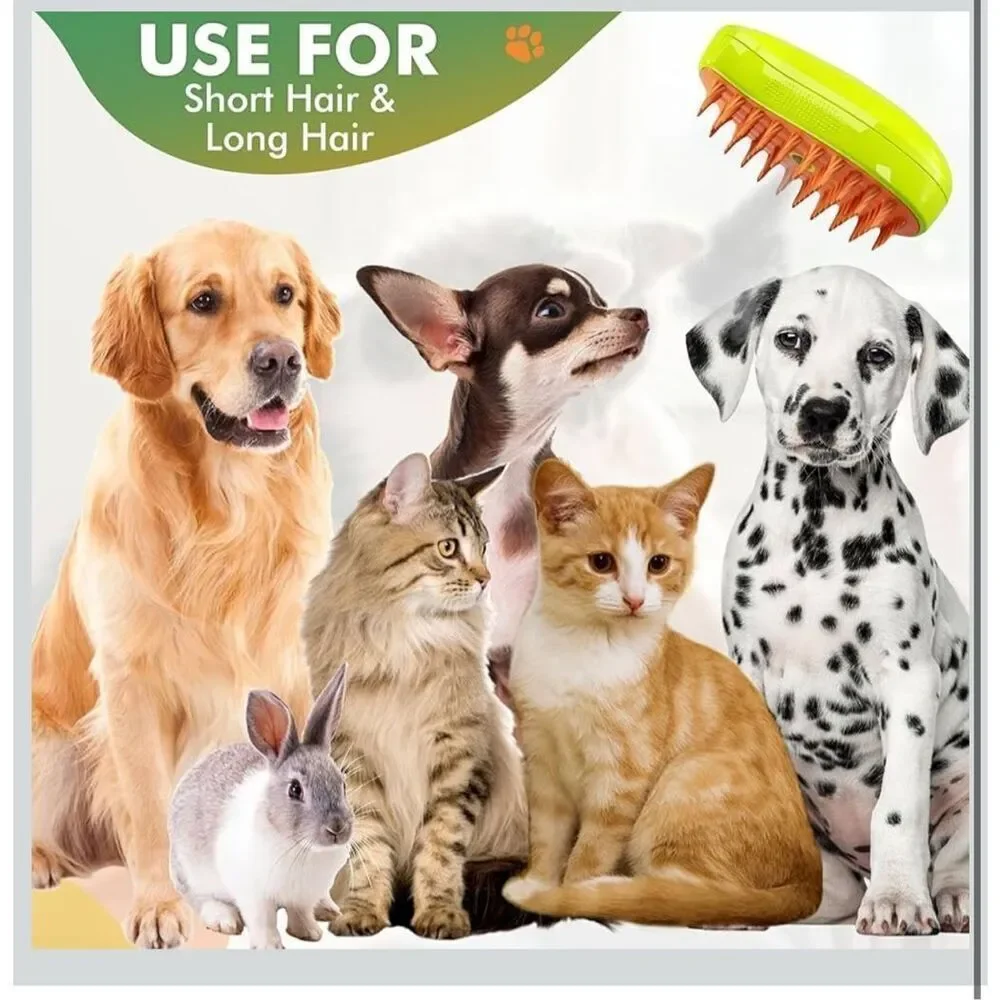 Emami NIB 3-in-1 Electric Spray Massage Grooming Hair Comb Steamy Cat Dog Brush